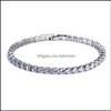 Tennis Tennis Bracelets Jewelry Luxury 4Mm Cubic Zirconia Iced Out Chain Crystal Wedding For Women Men Gold Sier Bracelet Drop Delive Otwy0