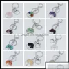 Key Rings Key Rings Natural Crystal Stone Ring Tree Of Life Pendant Handmade Keychains Holder For Women Girl Car Bags Access Carshop Otstn