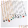 Pendant Necklaces Lucky Jewelry Gold Sier Color Devil Eye Disc Necklace Bohemia Turkish Evil Eyes Pendant C3 Drop Delivery Necklaces Dhgsh