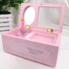 Smyckesp￥sar 2022 Musikaliska smycken Box Toys Rectangle Display Boite Cadeaux Pink Music Kids Romantic Dancers Sweet Gift