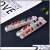 Cristallo di rocca Quarzo Sette Chakra Cristalli curativi Pietre Bastone di selenite Bacchetta per la meditazione yoga Perline spirituali Reiki Filo avvolto Otzit