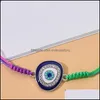 Braccialetti con ciondoli 12 Pz / lotto Bracciale con corda intrecciata all'ingrosso Ciondoli blu turco Evil Eye Coppie Donne Gioielli con corde regolabili 860 R Dhvvn