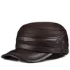 Berets 2022 Winter Men Leature Leather Eysil Ameraffs Hat Flat Flat Male Mal