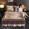 Set di biancheria da letto Luxury Lace Bed Skirt Design 3 o 4 pezzi Set King Queen Size Matrimonio Jacquard Copripiumino Biancheria da letto Copriletto Tessili per la casa 221205