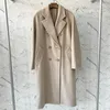 Women's Wool 101801M Classic Silhouette Cow Horn Button Double Breasted Cashmere Coat Women's