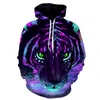 Felpe con cappuccio da uomo Alla moda 3D Glow Tiger Abbigliamento da uomo Felpa con cappuccio animale Ultimo designer Pullover casual per adolescenti di alta qualità