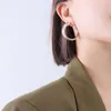 Hoop Earrings Tarnish Free Gold Plated Geometric Hollow C Stud For Women Simple Stainless Steel Trendy Jewelry Gift