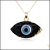 Pendant Necklaces Evil Eye Pendants Necklace Dangle Earrings Plated Gold Fashion Jewelry Necklaces Women Imitation Natural Stone Res Dh2Js