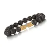 Strand 8mm Lava Rock Perle Bracelets Charme Hématite Flèche Diffuseur D'huile Pierre Naturelle Bracelet Bracelet Yoga Élastique Bijoux Pour Femmes Hommes