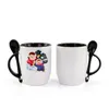 11oz sublimatie keramische mok lege koffiemokken met lepel sublimatie-cup coaster thee chocolade keramiekbekers sn5051