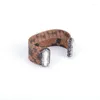 Bangle Natural podwójnie wydłużony słodkowodny perełek Koralik Pave Pave Rhinestone Brown Reail Skórzanie Big Otwarte Bransles Mankiety dla kobiet