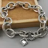 Bracciale a catena retrò in argento sterling 925 per bracciali a maglie ovali da donna in gioielli di marca placcati in oro Bracciale da donna raffinato Regali di Natale 7,5 pollici