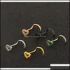 Nose Rings Studs Surgical Steel Heart Nose Stud Rings Screw Bend Piercing Jewelry Women Pin Uoxtw Drop Delivery Body Otqsj