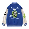 Herren Pelz Kunstpelz Herren Jacken Männer Frauen Retro Cartoon Stickerei Varsity Japanisch Übergroße Frühling Herbst Baseball Jacke Mantel HipHop Harajuku College