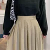 QNPQYXファッションハイウエストプリーツスカート女性韓国のエレガントなカレッジスタイルミディスカートレディース秋の冬の厚いAラインスカート