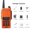 Orange Walkie Talkie UV-9R Plus UHF VHF double bande IP57 imperméable 8W 128CH VOX FM PORTABLE RADIO TWO WORK UV9R Plus avec casque
