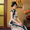 Ethnic Clothing Silk Cheongsam Evening Dress Chinese Style Plus Size Qipao Traditional Tang Cosplay Custome Party Elegant Skirt Oriental