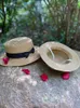 Широкие шляпы летняя детская шляпа для женской девочки соломинка с ленточным галстуком