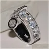 Bröllopsringar Vintage Rose Gold Wedding Rings for Women Fashion Jewelry Luxury White Zircon Engagement Ring 107 D3 Drop Delivery DHRL2