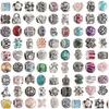 Metals 50pcs Styles mixtes en gros mticolor Crystal Alloy Beads Charmes pour bijoux bricolage Bracelets européens Bangles Femmes Girls Cadeaux Dhsdf