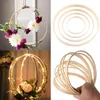 Home Decor Bamboo Ring houten cirkel rond catcher Diy hoepel voor bloemkrans tuin tuinplanten decor ophangen