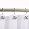 12 st/set duschgardinkrokar ringar dekorativa bling metall rostsäkra duschhängare för badrumsgardiner
