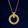 Luxury Full Diamond Crystal Pendant T Necklace Brand Classic Designer Tiffonny Necklace for Women Fashion Korean Plated 18k Gold Neckores smycken gåvor