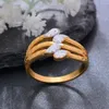 Pierścionki ślubne Dwukolorowy Etiopia Dubai 24K Złoty kolor pierścienia dla kobiet Prezenty za biżuterię zaręczynową Afryka