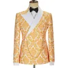 Złoty wzór mężczyzn Tuxedos 2 sztuki Plus Size Made Przystojne garnitury ślubne do organizmu formalnego