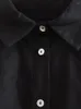 レディースブラウスレディースシャツ2022ハイストリートファッションレーストリムボタンアップブラックシャツ女性服ラペルカラー長袖カジュアルルーズ