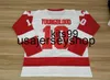 Maglia da hockey 10 Dean Youngblood Hamilton Mustangs Maglie 9 SUTTON Moive White Red All Stiched Uniformi da uomo