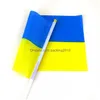 Drapeaux de bannière 20X28Cm drapeau de l'ukraine avec poteau blanc poignée mini drapeaux ukrainiens inventaire en gros livraison directe maison jardin Festiv Dhjad