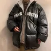 Mens Down Parkas LAPPSTER Men Japanese Streetwear Leather Puffer Jacket Hip Hop Black Winter Bubble Jackets Coats Couple Korean Parka 221207