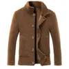 Misto lana da uomo Cappotto invernale in lana con pelliccia sintetica Uomo Colletto rovesciato Bottone Nero Marrone Giacca casual Capispalla Ispessimento Cappotto taglie forti 221206