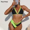 Bras Sets Para Praia Green Black Patchwork Bikini 2022 Sexy Swimwear Women Brazilian Swimsuit Halter Biquini Mesh Two Piece Bathing Suit T221206