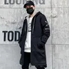 Männer Jacken Fleece Winter Männer Gedruckt Japanische Kapuze Lange Trenchcoat Schwarz Hip Hop Streetwear Dicke Herren Windjacke 221206