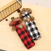 Christmas Wine Bottle Cover Champagne Bottle Bag Plaid for Party Home Decoration Decorations