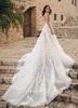 Berta 3D Flowers Wedding Dresses Lace Bridal Gowns Strapless Neckline A Line Sweep Train Tulle Vestido De Novia