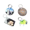 Keychains Lanyards 4 Styles Sublimation Blank Keychain Mdf Wooden Key Pendant Thermal Transfer Doublesided Ring White Diy Gift Mti Dhqpj