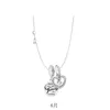 Zircon Silver 12 månader Birthstone Pendant Necklace Charms Diy Fit Pandora Jewelry Gift