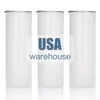 USA Warehouse Sublimation Tumblers Mugs Blank20 Oz White Straight Press Mug Cupストロー断熱二重壁ドリンクウェア付き