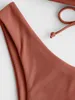 Bras sätter Zaful V-Wired Ruffle Ribbed High Cut Bikini Badkläder Högskuren stropplös snörning av borttagbara vadderade kvinnor baddräkt T221206
