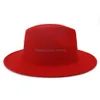 Breda randen hattar hink hattar europeiska amerikanska mode dubblar f￤rg matchande ull filt fedora hatt med l￤derband m￤n kvinnor platt br dhfjl
