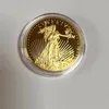 10 PCS 비 마그네이트 기타 예술 및 공예 American 2022 Freedom Eagle 1 Oz Gold 도금 기념품 선물 홈 Decoraiton 수집 가능한 배지 기념 동전