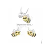 Anhänger Halsketten Tier Serie Kombination Schmuck Anzug Schöne Elefant Biene Marienkäfer Eule Anhänger Halskette Ohrring Ich liebe dich für Wom Dhuzp