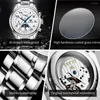 Horloges Heren Polshorloge Automatisch Mechanisch 30M Waterdicht Roestvrij Staal Horlogeband Lichtgevende Handen Hol Ontwerp Mode Mannelijke Klok