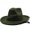 Szerokie grzbiet czapki wiadra czapki fedora hat men wełna poczuć vintage caps caps unisex szeroki brzeg Panama Party Cowboy Cap Jazz Gentleman We Dh7fc