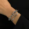 フラットチェーンファッショントレンドオーガーバックルブレスレットセットACT ACTの役割はヒップホップメタルA BRACELET8466659