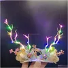 Kerstdecoraties Halloween Kerstmis LED Rainbow Gloeiende hoofddeksels geweien Hoofdband Haaraccessoires Haarspeld sieraden Drop Dhvor