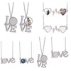 Fashion DIY Sublimation Blank Heart Necklace Designer Woman Jewelry LOVE Letters Silver Plated Pendant Couples Necklaces for Man Womens Valentines Day Gift
